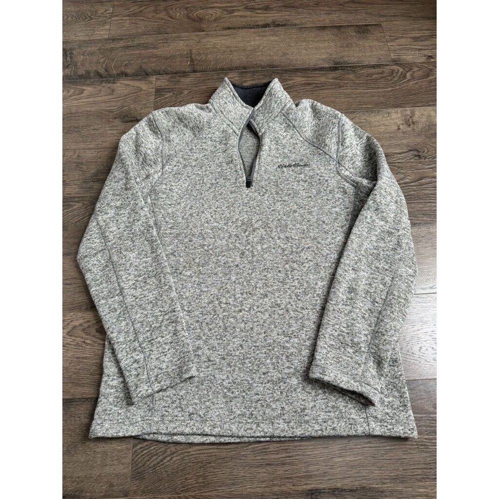 EUC Mens Eddie Bauer long sleeve‎ quarter 1/4 zip sweater heathered gray size M